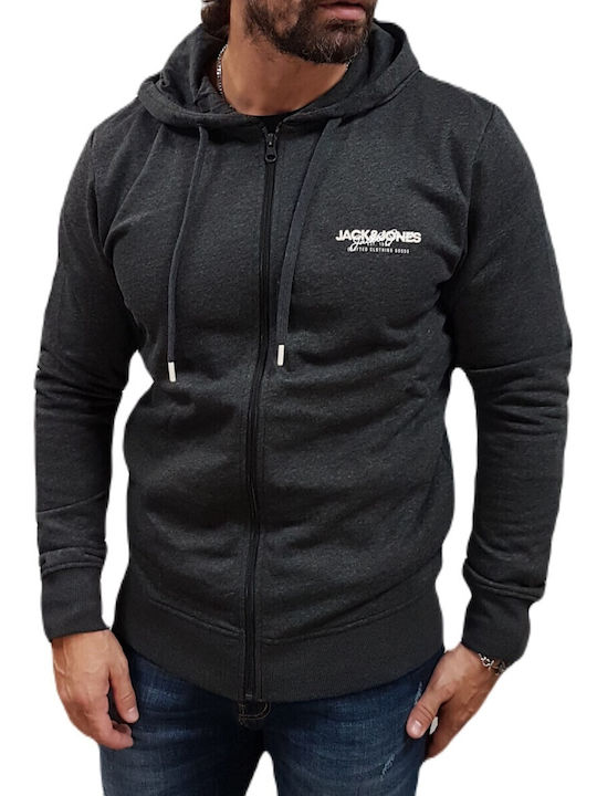 Jack & Jones Black Melange, Charcoal mit Kapuze