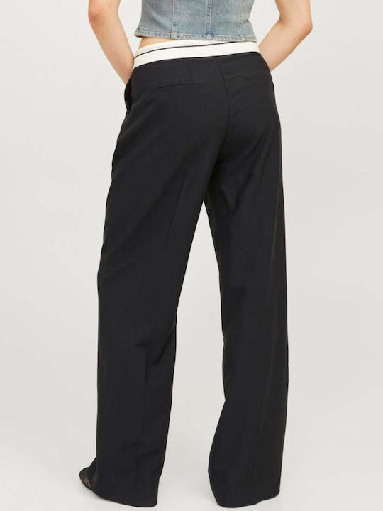 Jack & Jones Women's High-waisted Fabric Trousers in Straight Line Black