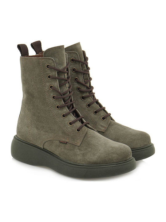 Wildleder Stiefeletten Damen Grün