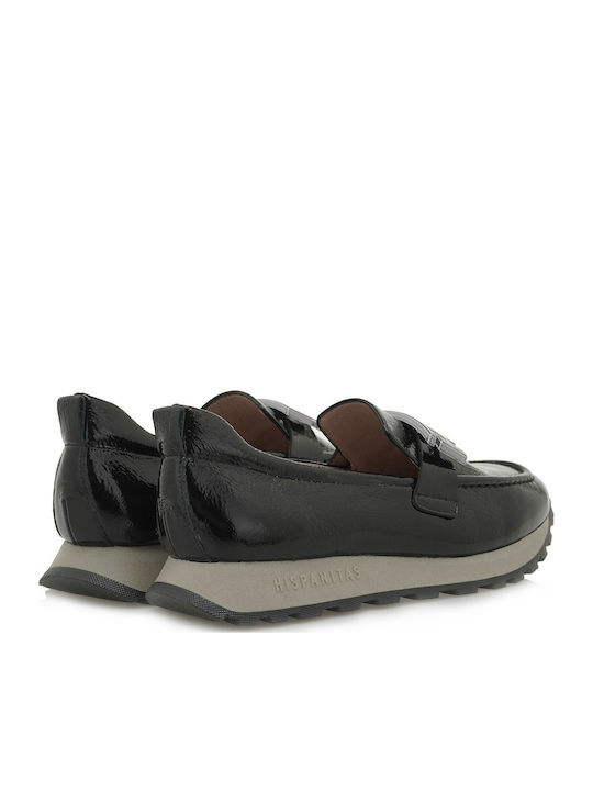 Leather Women's Loafers in Black Color