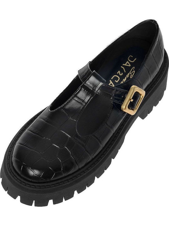 Leather Women's Loafers in Black Color