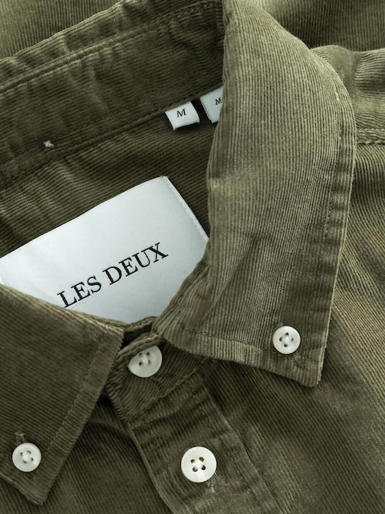 Les Deux Men's Shirt Corduroy Olive Night