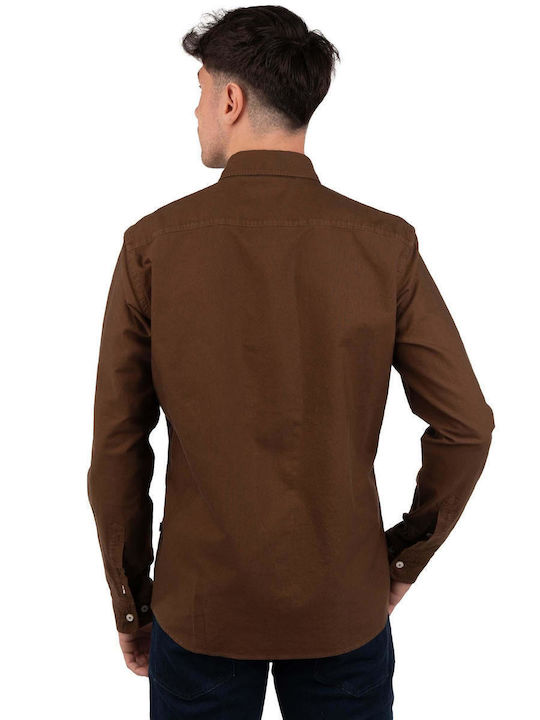 Hugo Boss Men's Shirt Cotton Brown