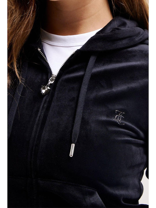 Women's Sweatshirt Jacket Velvet Hooded Black