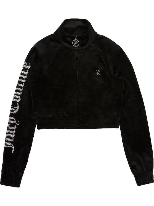 Cropped Women's Sweatshirt Jacket Velvet Black