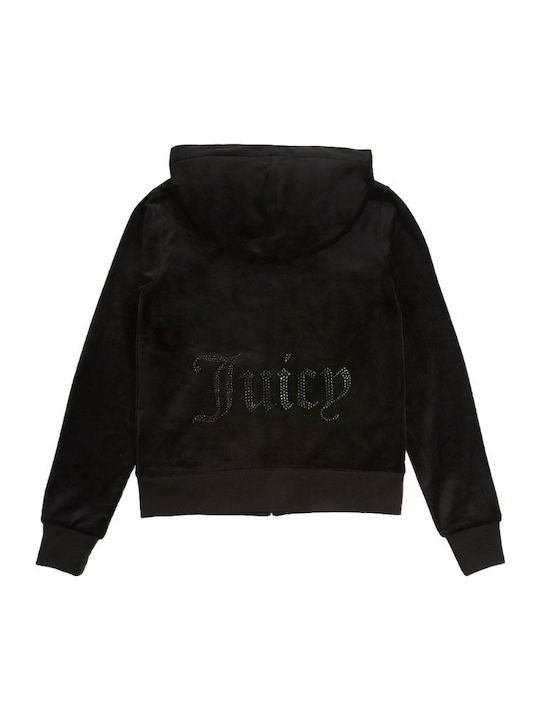 Women's Sweatshirt Jacket Velvet Hooded Black