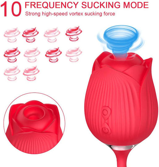 Rose Διπλός Δονητής Κόκκινοςsilicone Clitoral Stimulator Vibrating Tongue Κλασικός Δονητής