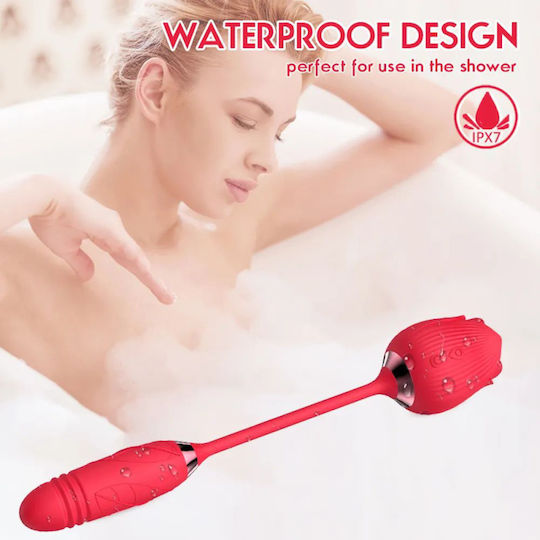 Rose Διπλός Δονητής Κόκκινοςsilicone Clitoral Stimulator Vibrating Tongue Κλασικός Δονητής