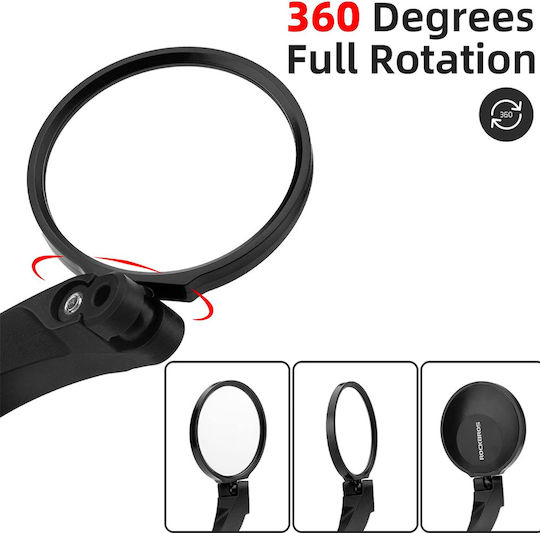 Left Black Round Bicycle Rearview Mirror