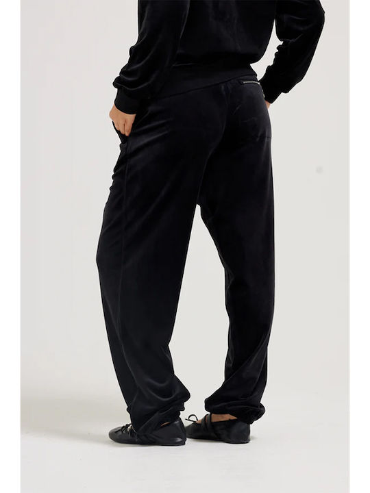 Juicy Couture Pantaloni de trening pentru femei BLACK Catifea