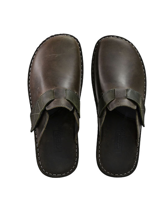 Adam's Shoes Men's Leather Slippers Brown