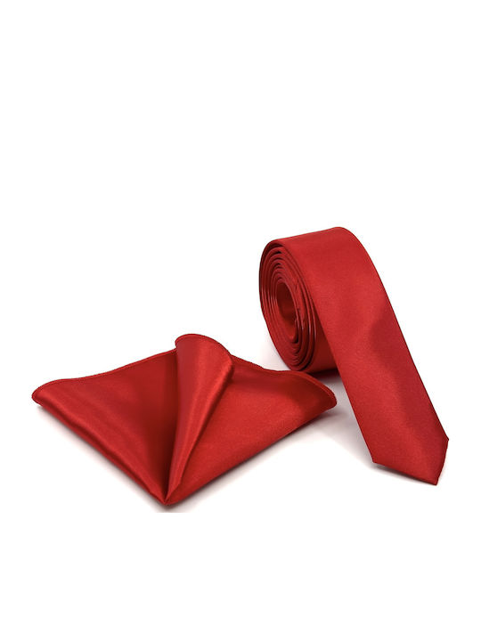 Legend Accessories Σετ Ανδρικής Γραβάτας Μονόχρωμη σε Κόκκινο Χρώμα