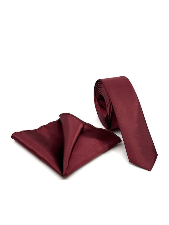 Legend Accessories Σετ Ανδρικής Γραβάτας Μονόχρωμη σε Μπορντό Χρώμα