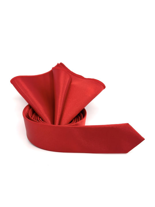 Legend Accessories Σετ Ανδρικής Γραβάτας Μονόχρωμη σε Κόκκινο Χρώμα