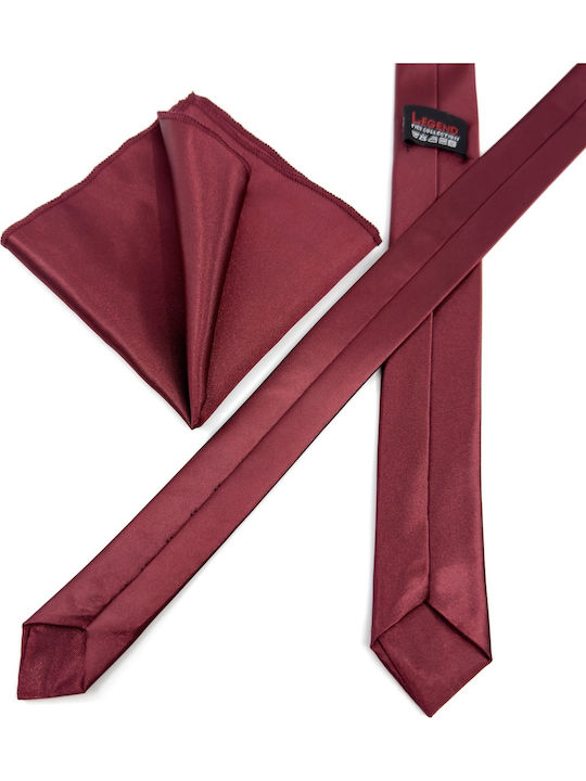 Legend Accessories Σετ Ανδρικής Γραβάτας Μονόχρωμη σε Μπορντό Χρώμα