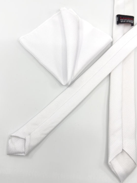 Legend Accessories Σετ Ανδρικής Γραβάτας Μονόχρωμη σε Λευκό Χρώμα