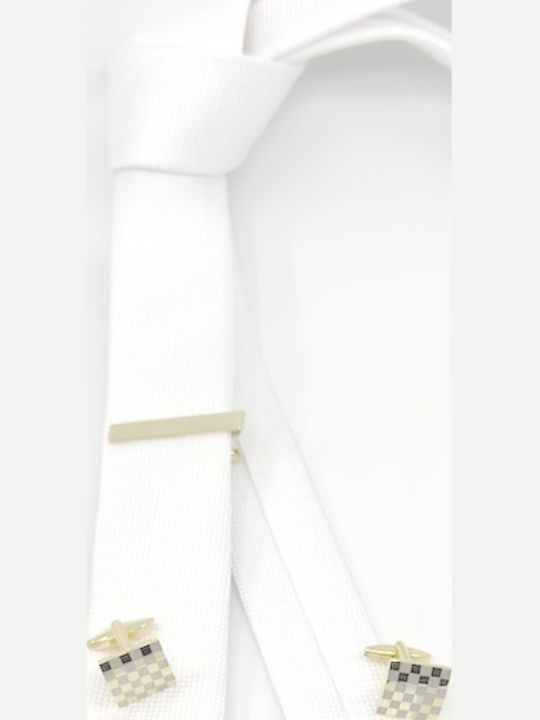 Legend Accessories Σετ Ανδρικής Γραβάτας Μονόχρωμη σε Λευκό Χρώμα