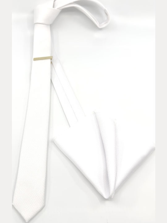 Legend Accessories Σετ Ανδρικής Γραβάτας Μονόχρωμη σε Λευκό Χρώμα