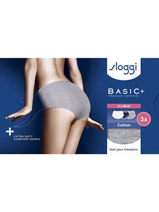 Basic Midi Women's Slip Cream, Grey, Blue