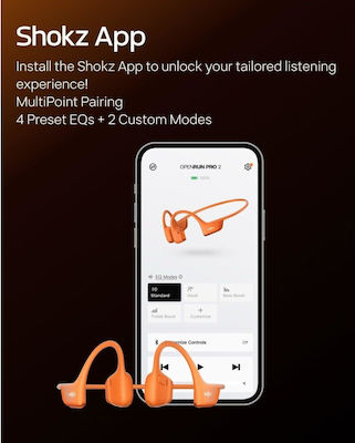 Shokz OpenRun Pro 2 Bone Conduction Bluetooth Handsfree Ακουστικά με Αντοχή στον Ιδρώτα Πορτοκαλί