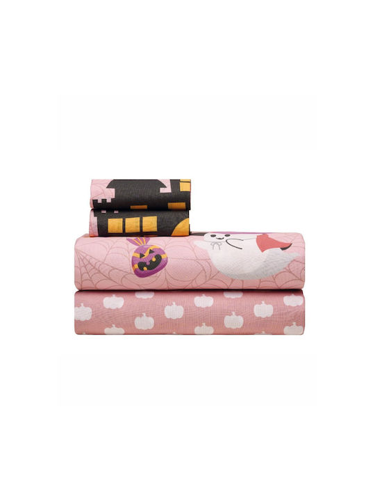 Kentia Sheet Set Single Cotton Pink 160x270cm 3pcs