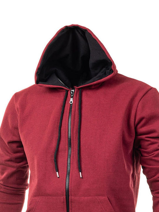 MBLK Men's Sweatshirt Jacket with Hood Burgundy