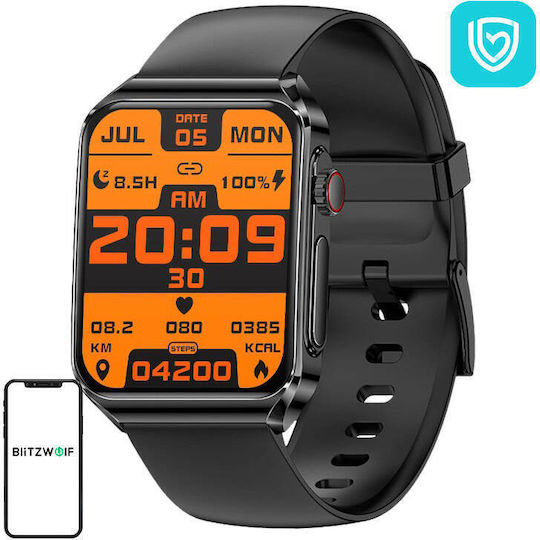 BlitzWolf BW-HL6 54мм Смартчасовник с Пулсомер (Black Silicone)