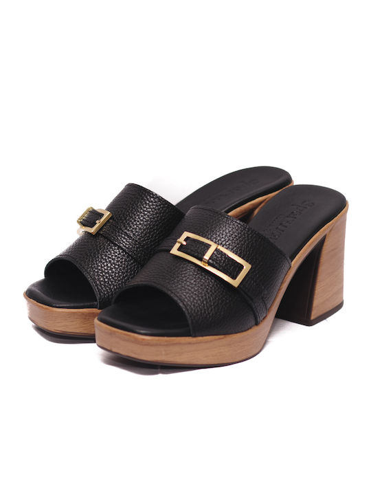 Sparwoman Leather Women's Sandals Black