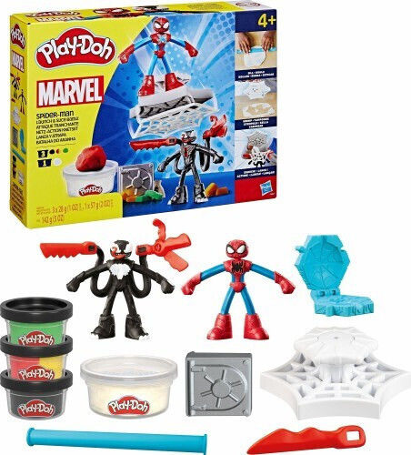 Hasbro Плей-Доу Пластелин - Игра Marvel Spider-Man Launch & Slice Battle Playset за 4+ години
