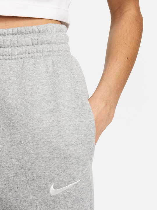 Ψηλόμεσο Παντελόνι Φόρμας με Λάστιχο Fleece Γκρι