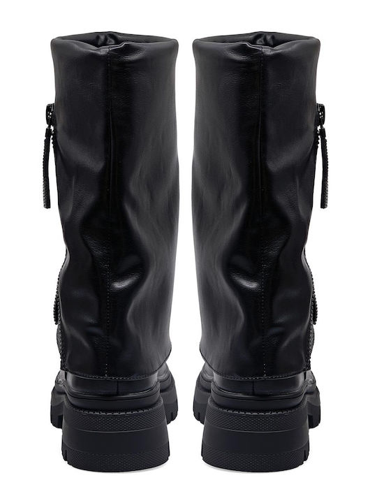 Damenstiefel mit mittlerem Absatz Schwarz