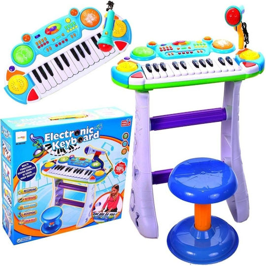 Musikinstrument Elektronisches Klavier Malplay Sitz Mikrofon 45 cm Höhe Blau