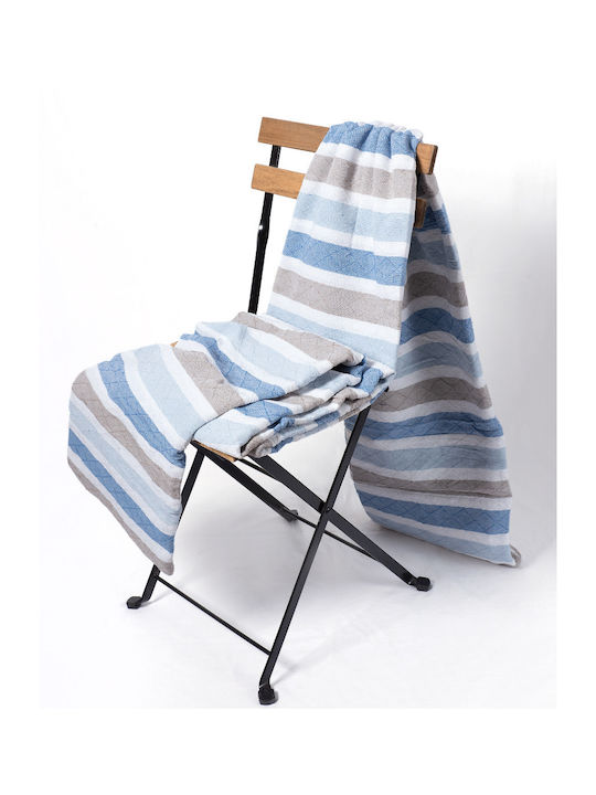 Silk Fashion Armchair Throw 180x180cm Light Blue/blue