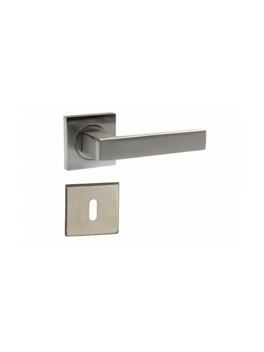 Import Hellas Lever Middle Door with Rosette Pair with Rosette Black