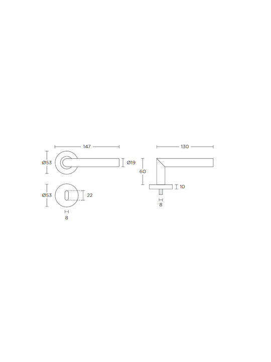 Conset Lever Middle Door with Rosette Pair with Rosette Inox
