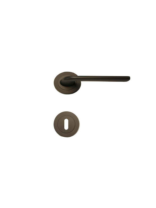 Import Hellas Lever Middle Door with Rosette Pair Black