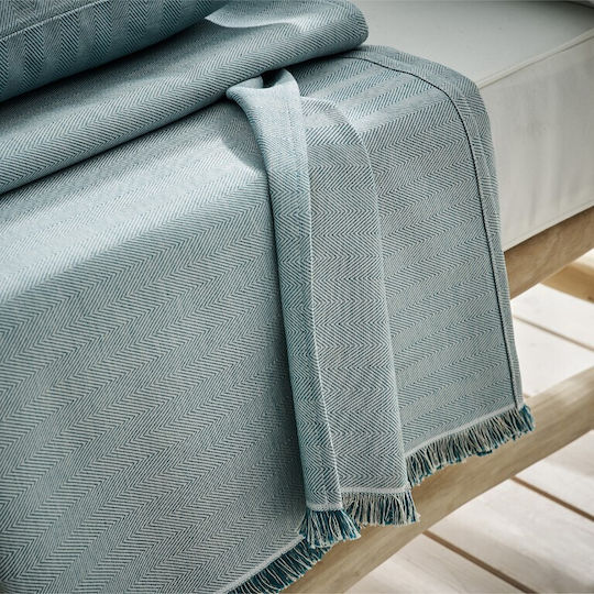Gofis Home Rene Zweisitzer-Sofa Überwurf Strickware 180x250cm Türkisblau Ss24 732