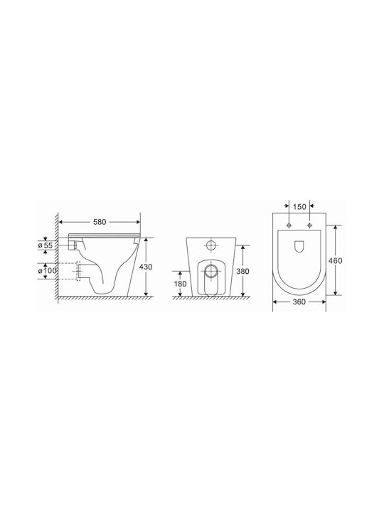 Karag Tornado Λεκάνη Δαπέδου Rimless με Slim Κάλυμμα Soft Close Λευκή