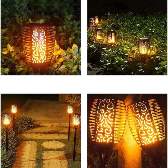 Garden Solar Lamp Gardlov Torch Type Flame 12 Led Warm White 7x51 Cm