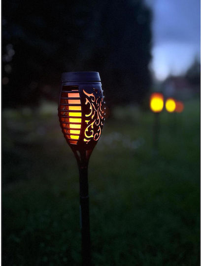 Garden Solar Lamp Gardlov Torch Type Flame 12 Led Warm White 7x51 Cm