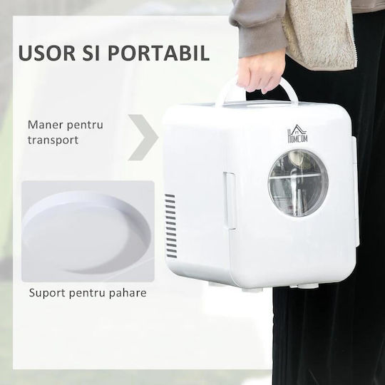 Мини преносим хладилник 12v/220v Бял 4 L 25.8x20.5x26.3 см