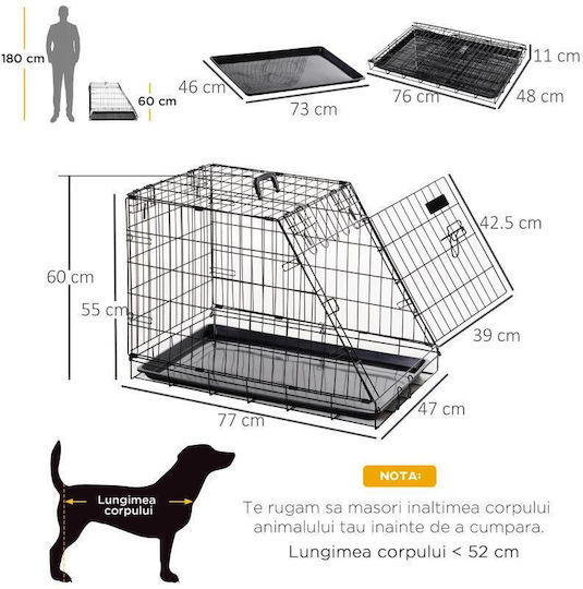 Custi de câine din sârmă 47x77x60cm