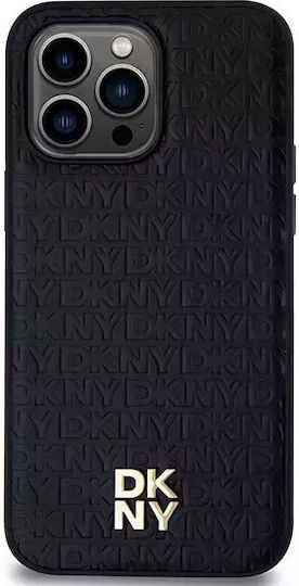 Dkny Pu Leder Wiederholungsmuster Stapel Logo Magsafe Hülle Iphone 14 Pro Max Schwarz