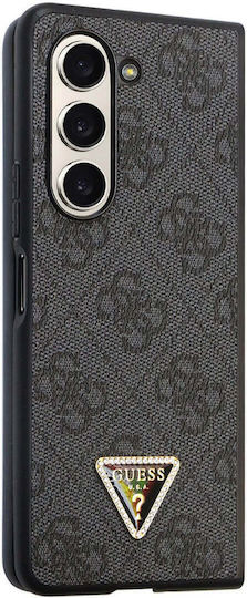 Guess Triangle Задна корица Пластмаса / Кожа / Изкуствена кожа Черен (Galaxy Z Fold5)