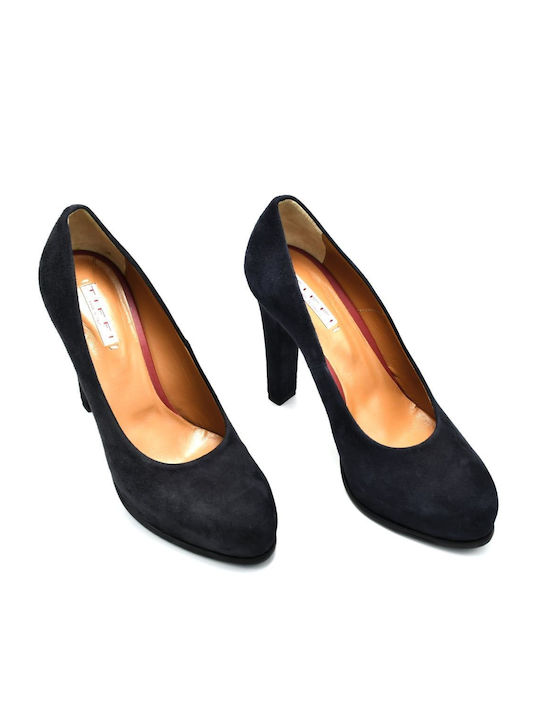 Tiffi Suede Navy Blue Heels