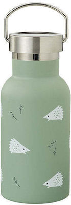 Fresk Kids Water Bottle Thermos Stainless Steel with Straw Green 350ml Hedgehog / Blue Cap