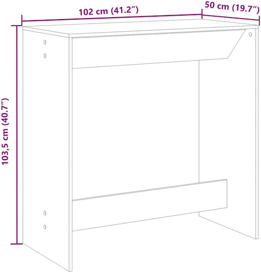 Artisanal Wooden Oak Bar Table 102x50x103.5cm