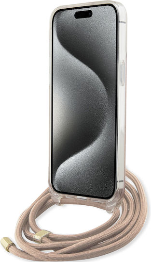 Guess Back Cover Plastic with Strap Pink (iPhone 15 Pro Max)
