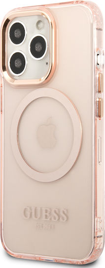 Guess Outline Translucent Umschlag Rückseite Silikon Gold (iPhone 13 Pro)