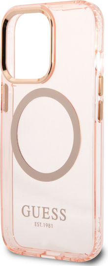 Guess Outline Translucent Umschlag Rückseite Silikon Gold (iPhone 13 Pro)